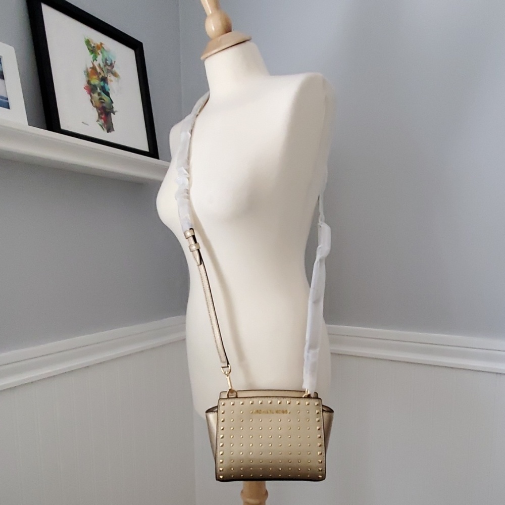 Michael Kors Mini Selma Gold Studded Crossbody bag - Picture 8 of 8